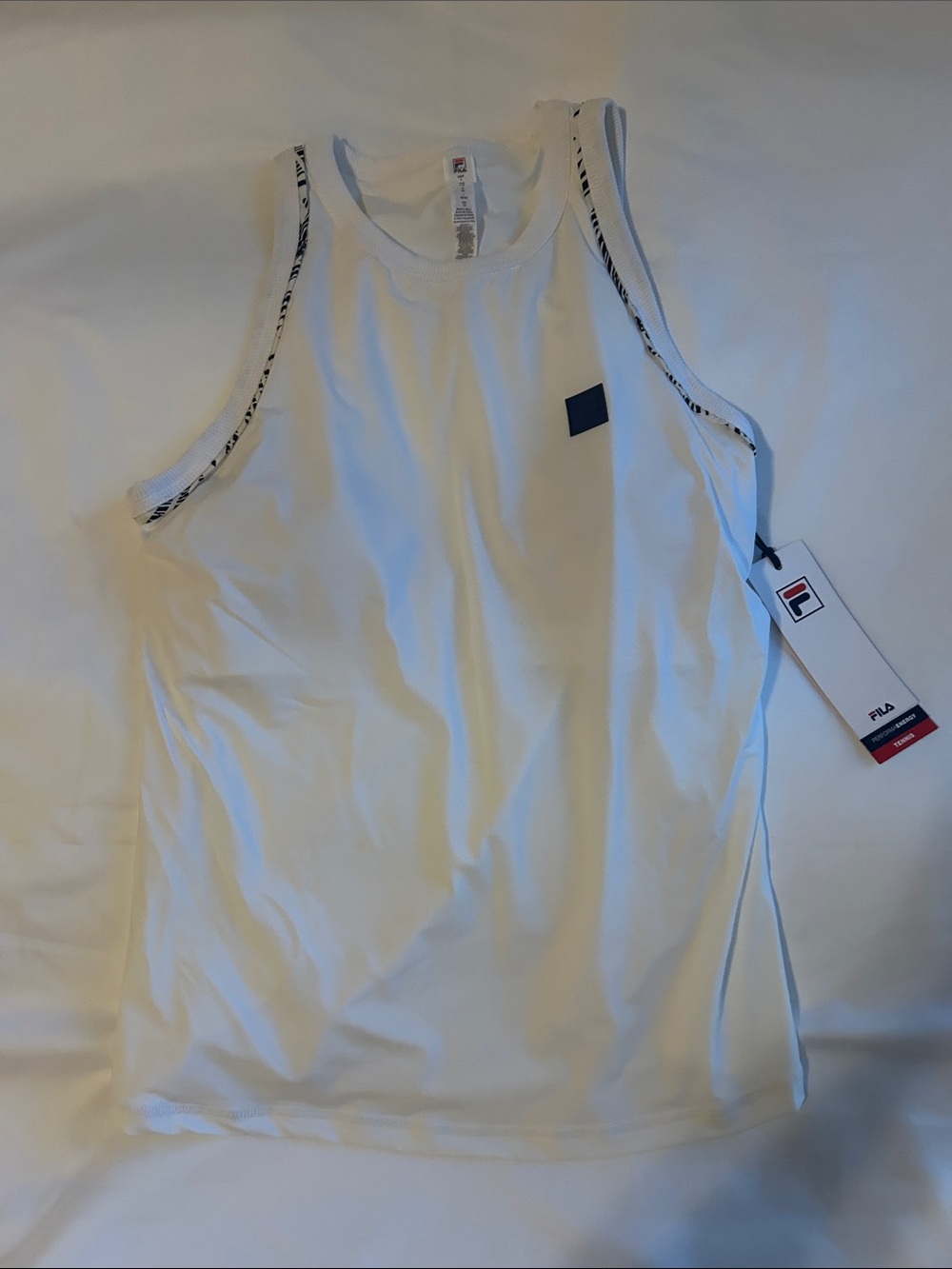 FILA White Tank Top with Navy Accent